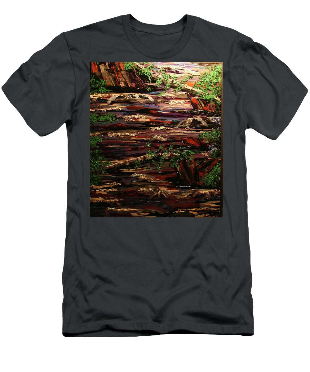 River T-Shirt featuring the painting CAscade by Marilyn Quigley