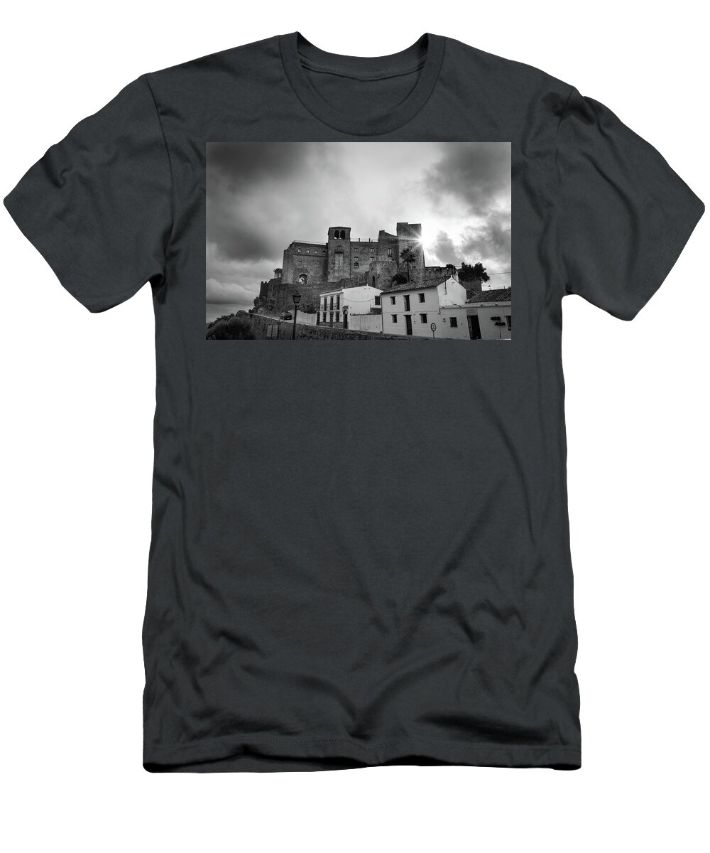 Black And White T-Shirt featuring the photograph Castillo de Castellar de la Frontera by Naomi Maya