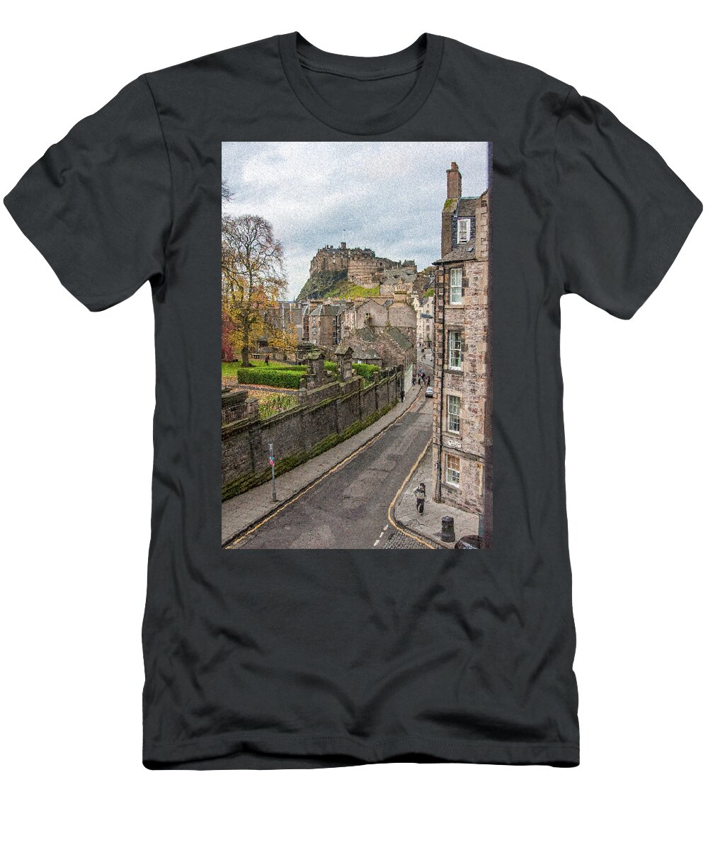 Castle Of Edinburgh T-Shirt featuring the digital art Castle of Edinburgh by SnapHappy Photos