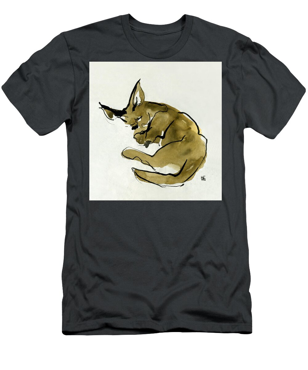 Domestic T-Shirt featuring the painting Cat Nap 3 by Shirley Heyn