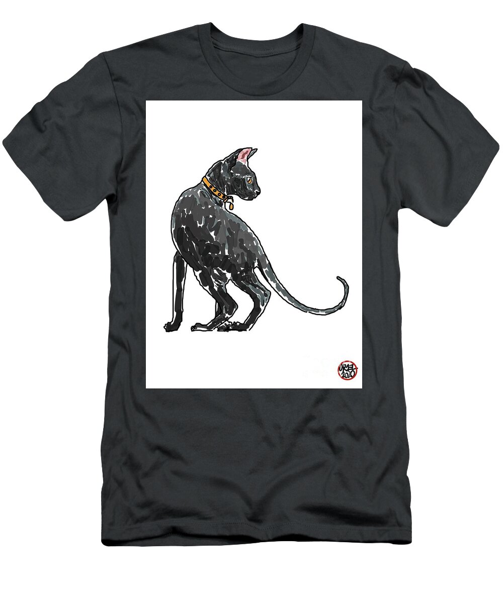  T-Shirt featuring the painting Cat by Oriel Ceballos