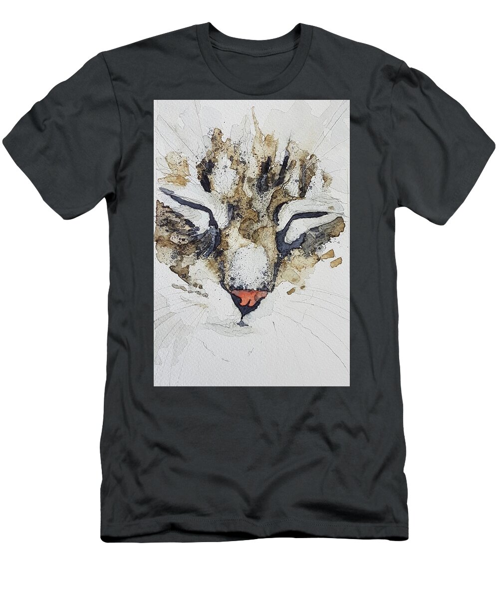 Tabby T-Shirt featuring the painting Cat Study by Paul Lovering