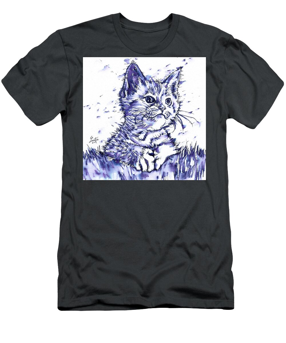 Cat T-Shirt featuring the painting CAT - watercolor and ink portrait.1 by Fabrizio Cassetta