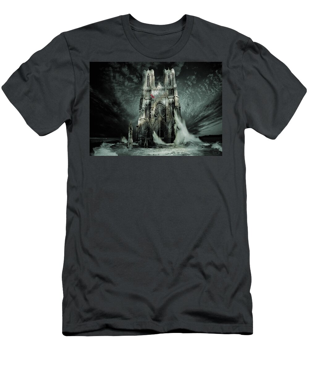 Reims T-Shirt featuring the digital art Cathedral of Notre-Dame, Our Lady Reims by George Grie