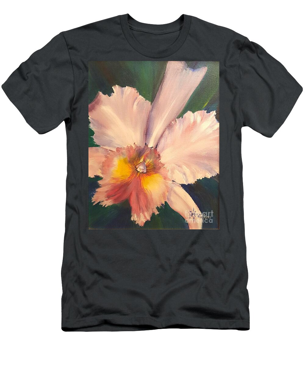 Cattleya T-Shirt featuring the painting Cattleya Hybrid by Merana Cadorette