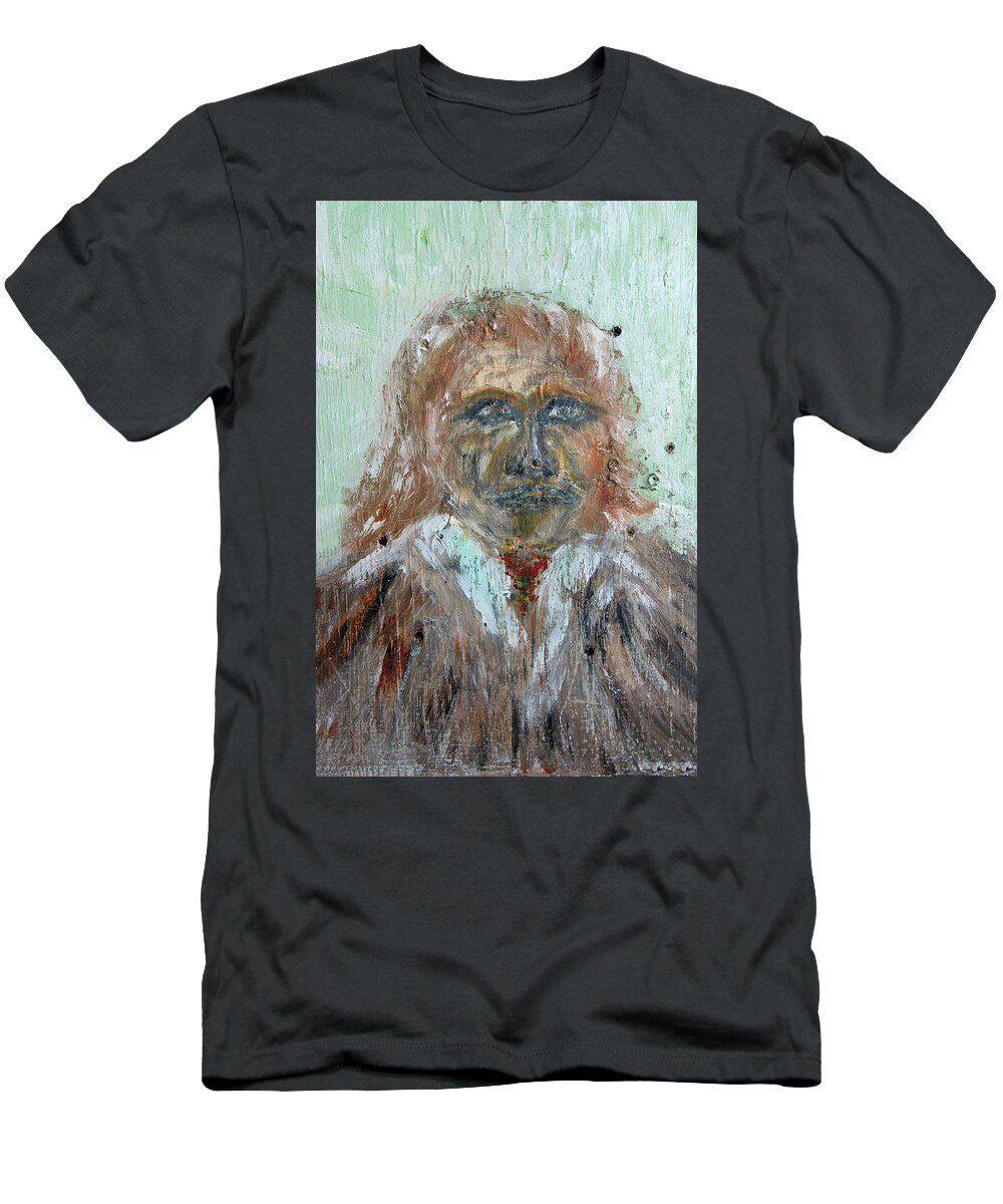  T-Shirt featuring the painting Caveman by David McCready
