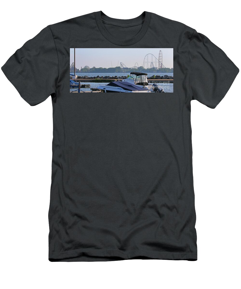 Cedar Point T-Shirt featuring the photograph Cedar Point from Marina 8444 by Jack Schultz