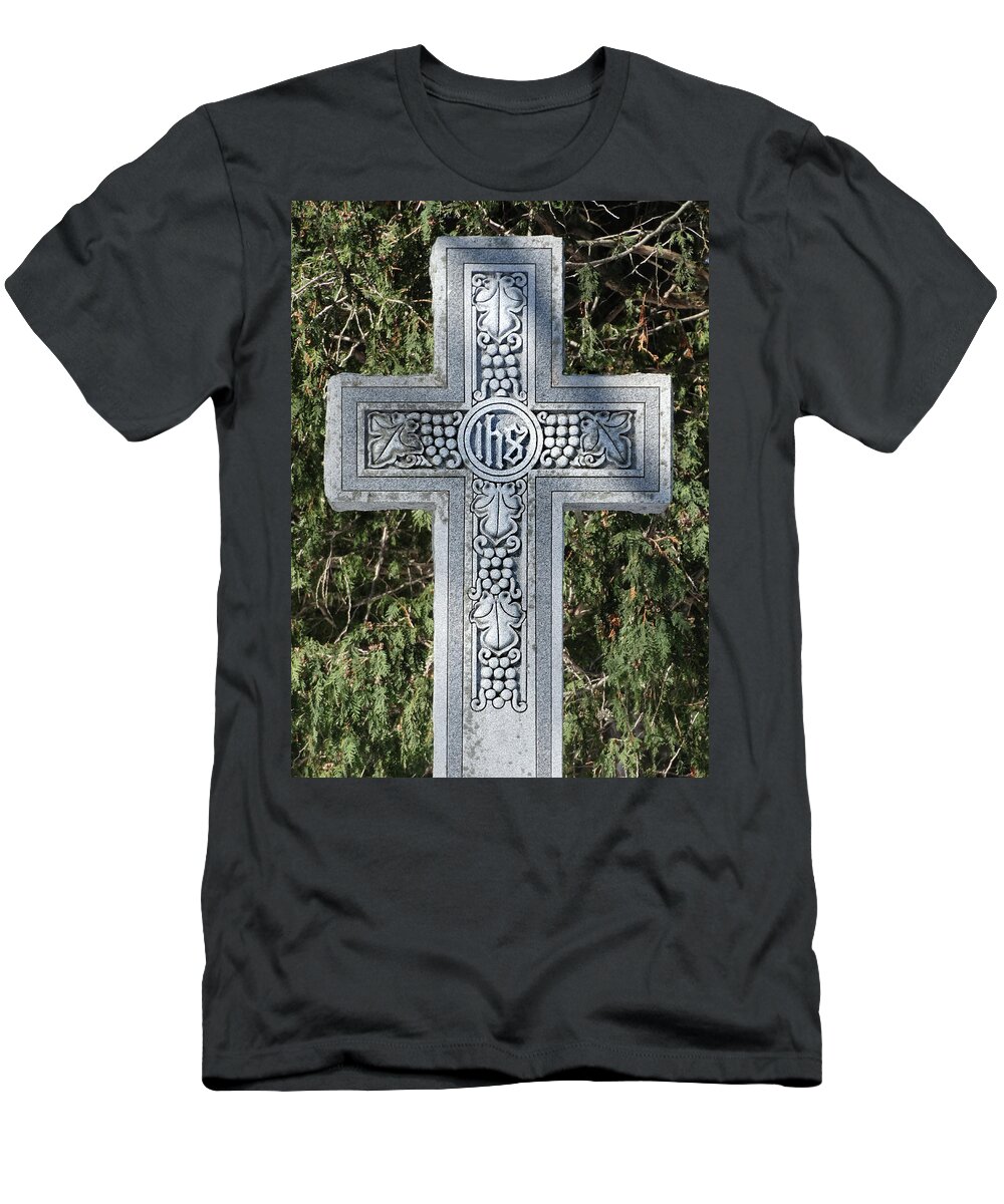 Cross T-Shirt featuring the photograph Cemetery Cross by David T Wilkinson
