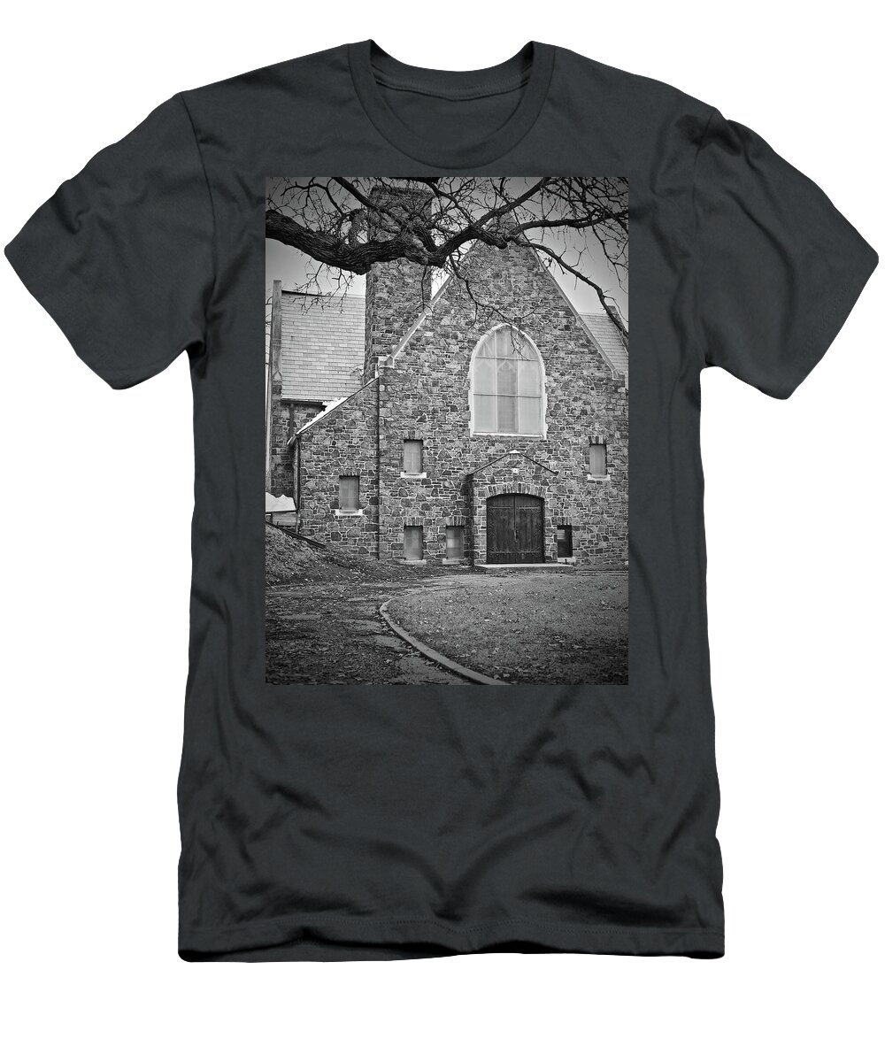 Chapel T-Shirt featuring the photograph Chapel in Black and White by Carol Jorgensen