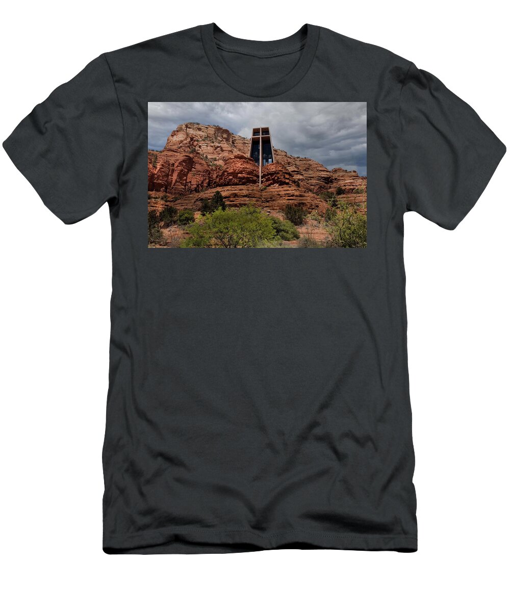 Chapel T-Shirt featuring the photograph Chapel in the Red Rocks by Laura Putman