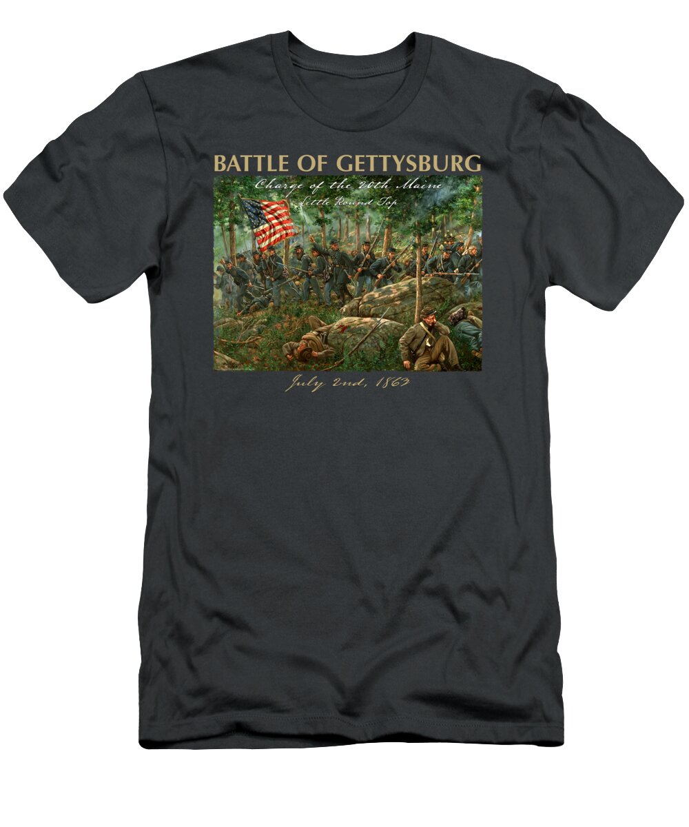 Mark T-Shirt featuring the painting Charge of the 20th Maine by Mark Maritato