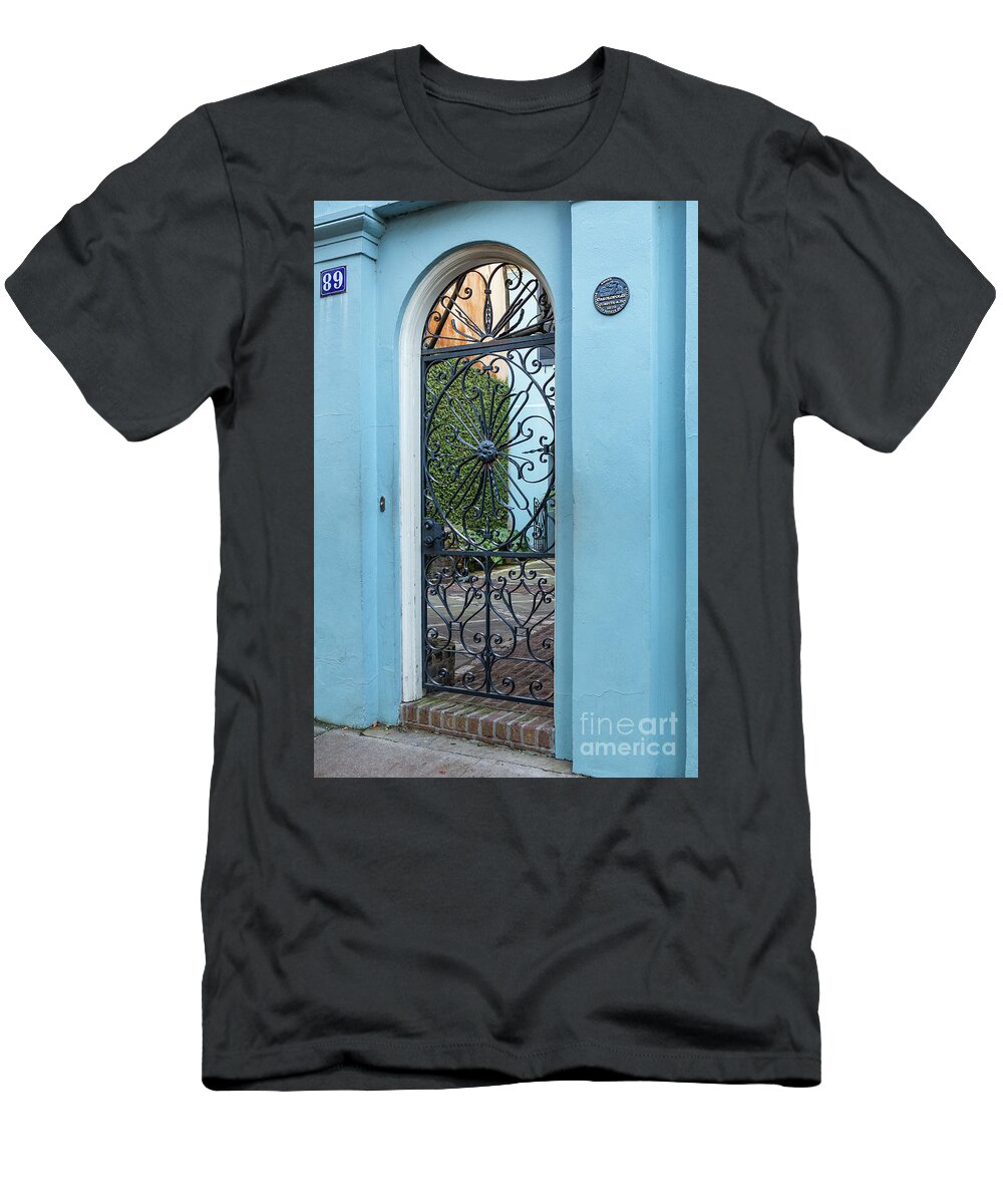 Architecture T-Shirt featuring the photograph Charleston Rainbow Alley Gate 14 by Maria Struss Photography
