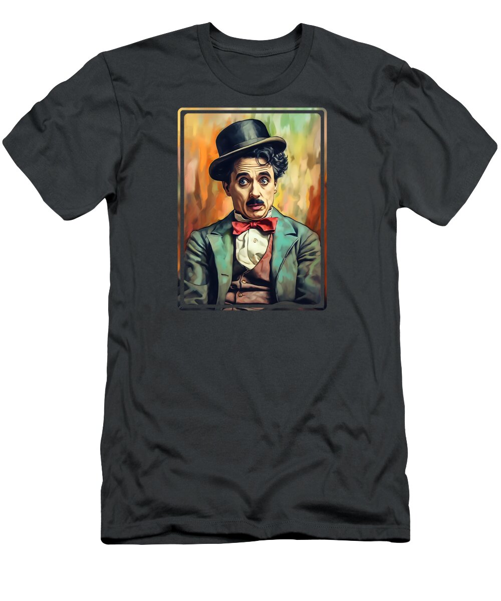 Charlie Chaplin T-Shirt featuring the painting Charlie Chaplin Painting by Mark Ashkenazi