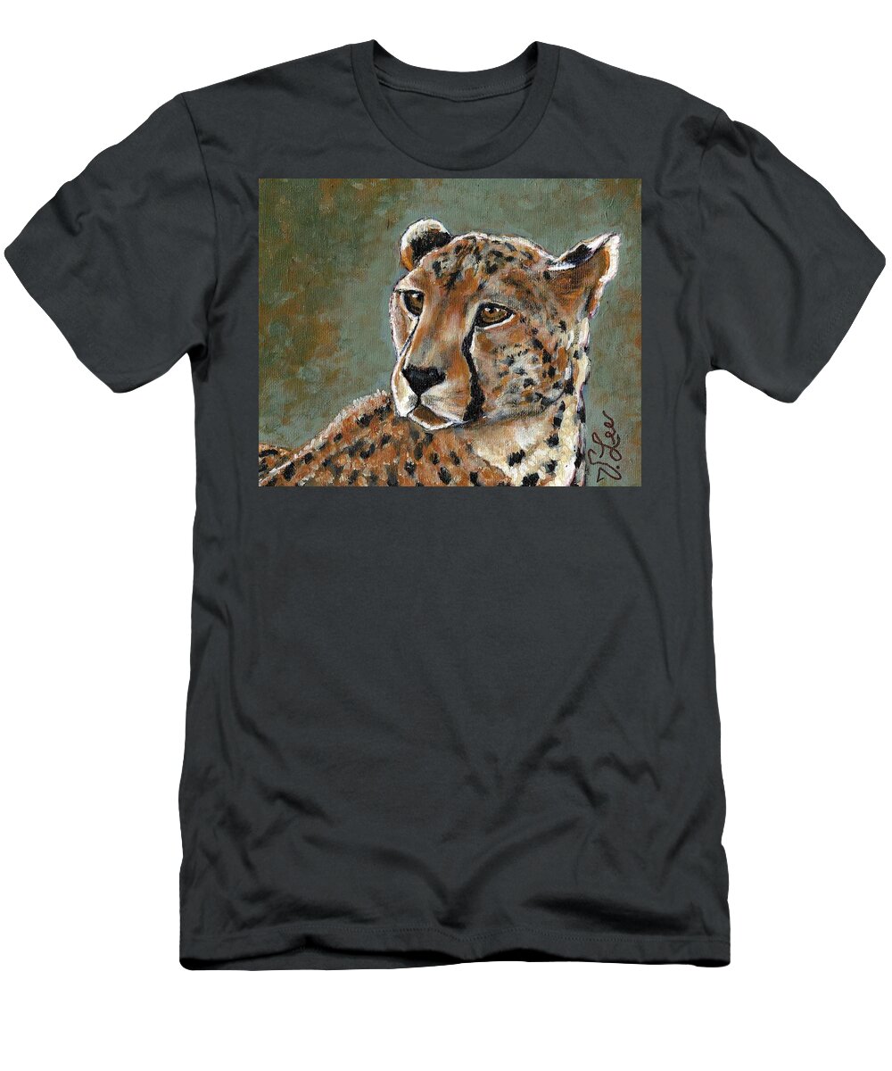 Big Cat T-Shirt featuring the painting Cheetah Focus by VLee Watson