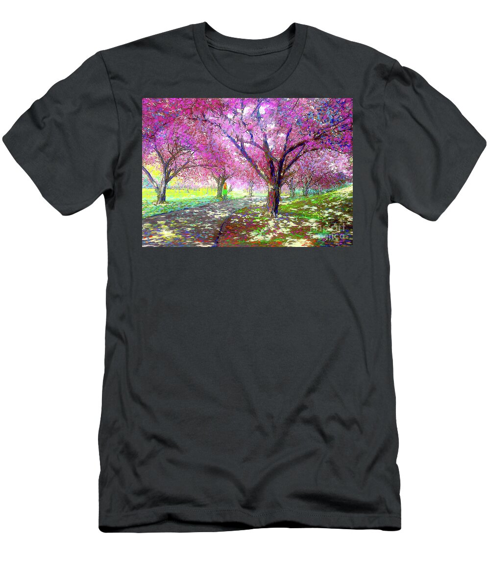Landscape T-Shirt featuring the painting Cherry Blossom by Jane Small