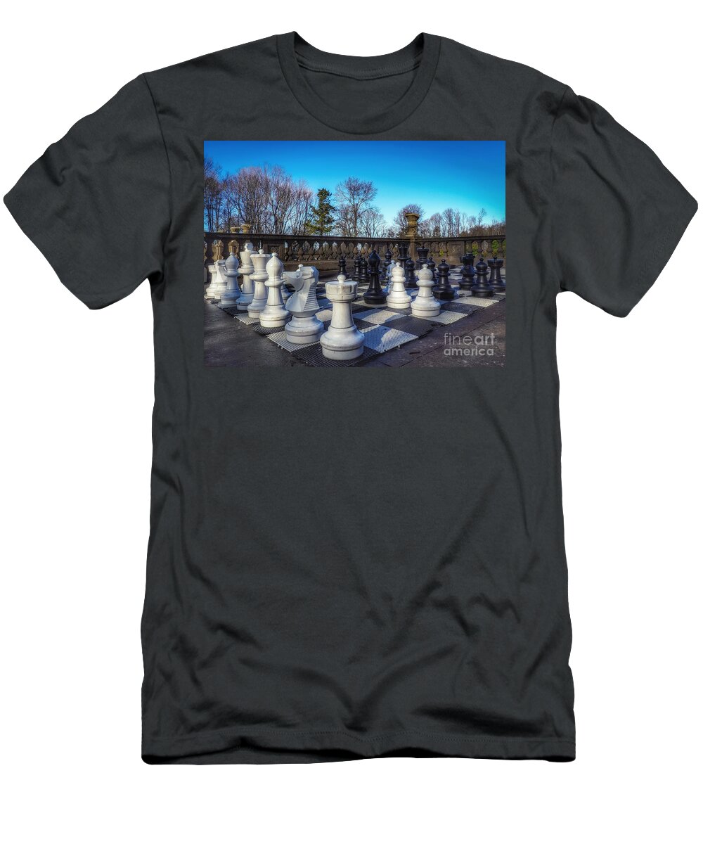 Chess T-Shirt featuring the photograph Chess on the Lawn by Mary Capriole