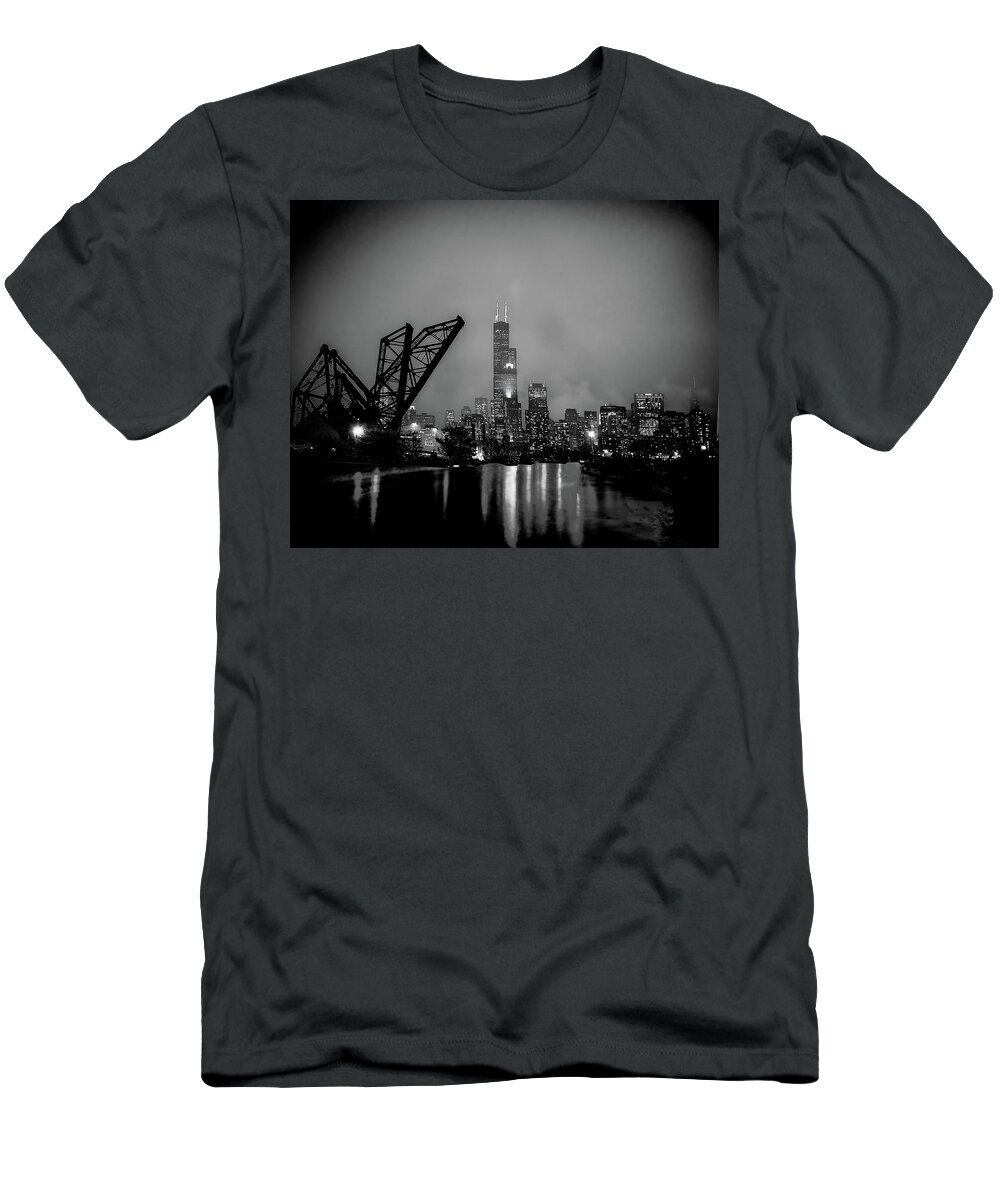 Chicago T-Shirt featuring the photograph Chicago at night by Jim Signorelli