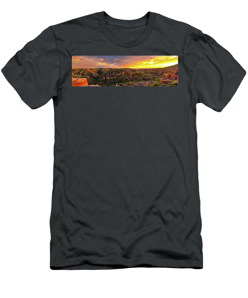 Chiricahua Mountains T-Shirt featuring the photograph Chiricahua Mountains Sunset Panorama, Arizona by Chance Kafka