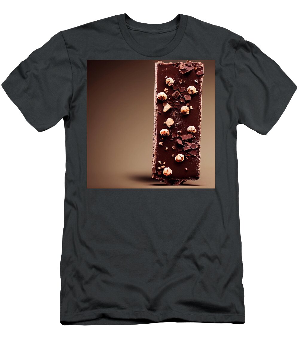 Chocolate Hazelnut Bar On End T-Shirt featuring the digital art Chocolate Hazelnut Bar On End by Craig Boehman