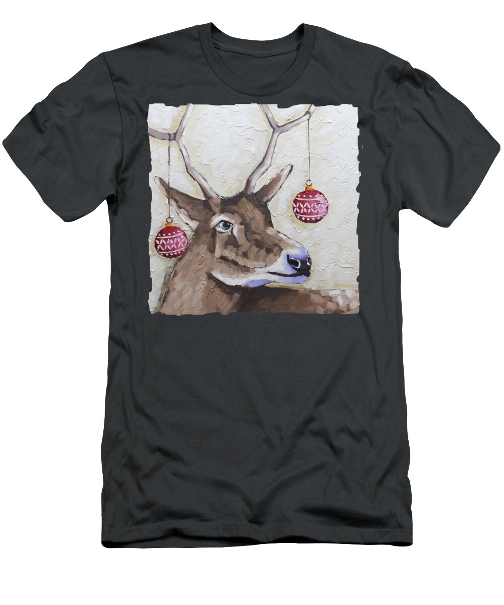 Deer T-Shirt featuring the painting Christmas Deer by Lucia Stewart