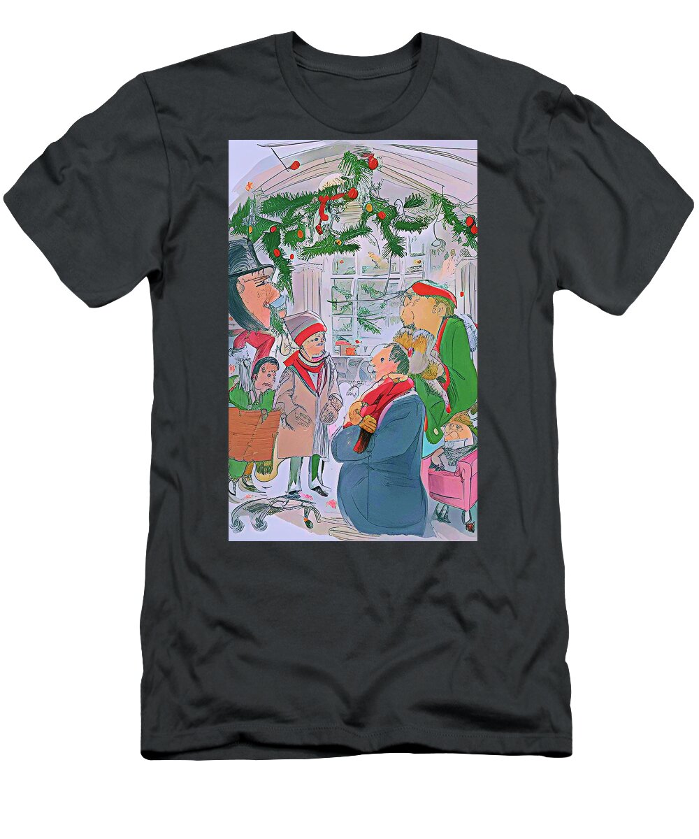 Christmas T-Shirt featuring the digital art Christmas Gathering by Sophia Gaki Artworks