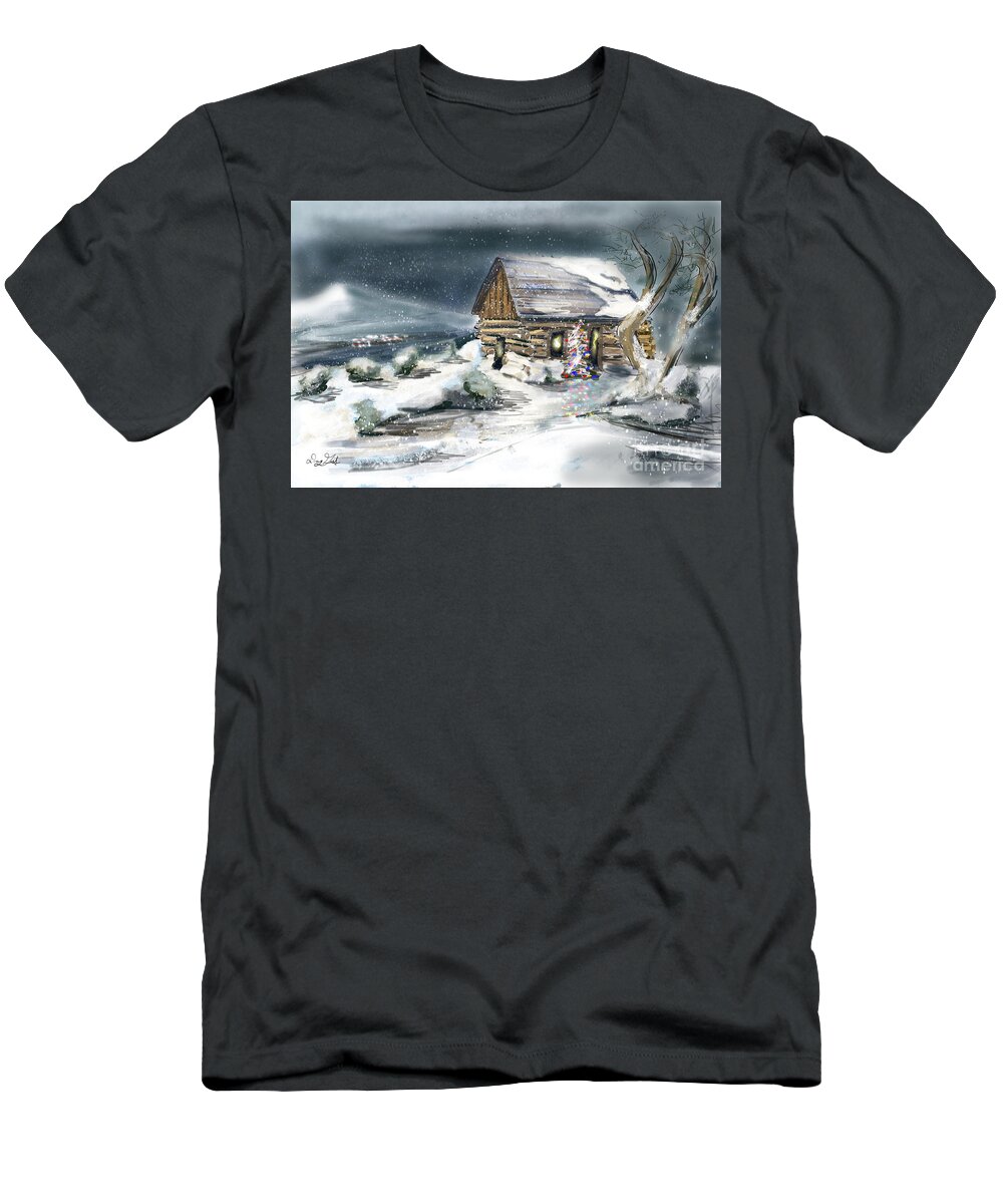 Log Cabin T-Shirt featuring the digital art Christmas Ghosts by Doug Gist