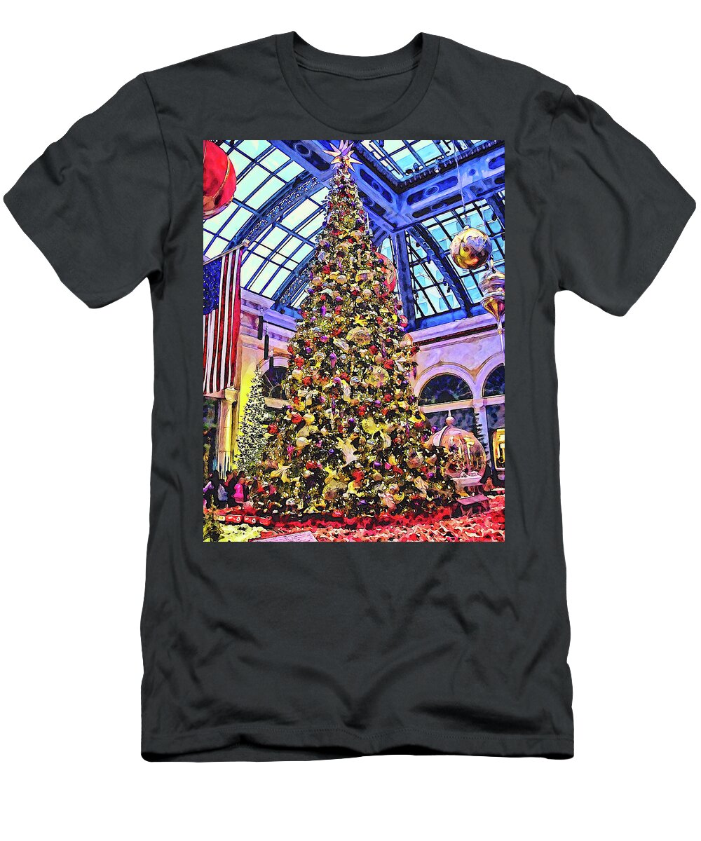 Christmas Tree T-Shirt featuring the photograph Christmas Tree, Bellagio, Las Vegas by Tatiana Travelways