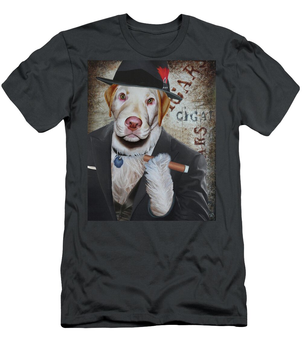 Cigar Dog T-Shirt featuring the painting Cigar Dallas Dog by Vic Ritchey