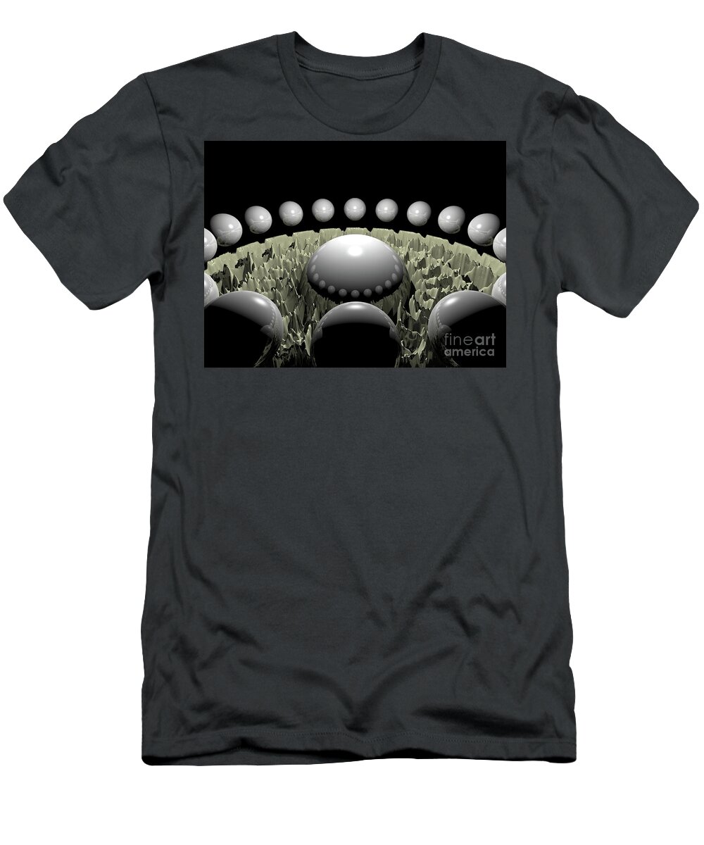 Three Dimensional T-Shirt featuring the digital art Circle of 3D Spheres by Phil Perkins