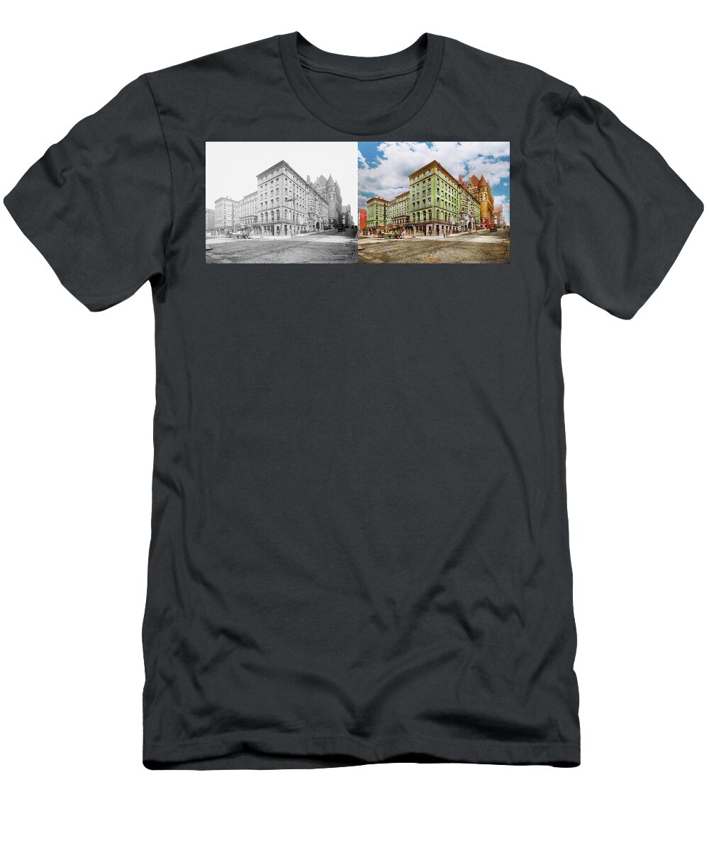 Cincinnati T-Shirt featuring the photograph City - Cincinnati, OH - The Burnet House 1908 - Side by Side by Mike Savad