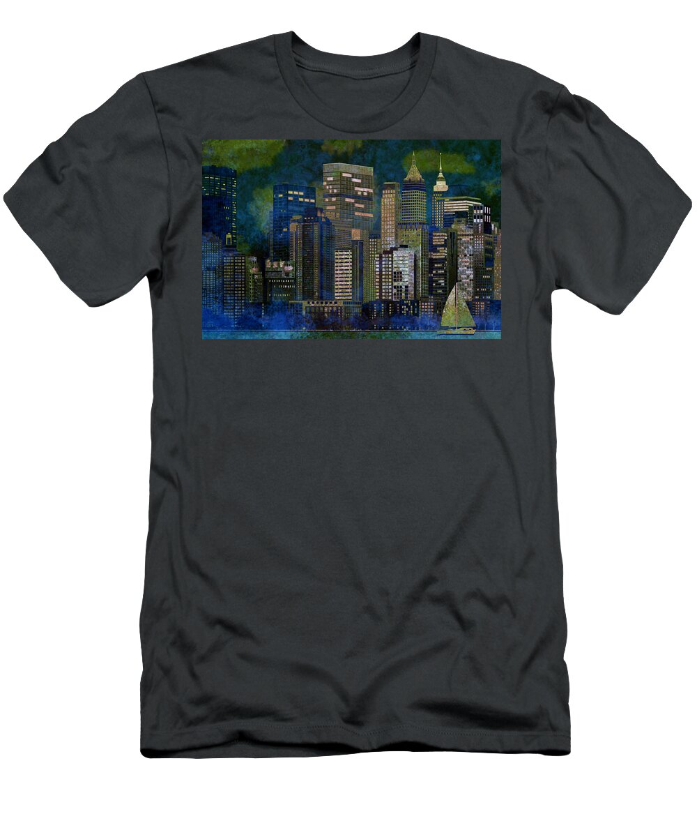City T-Shirt featuring the mixed media City Skyline by Ally White