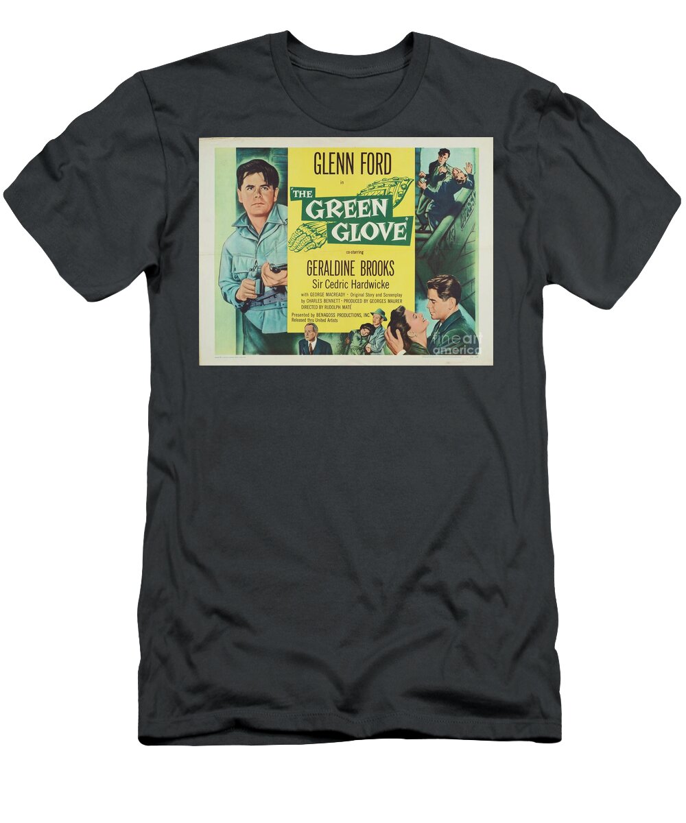 Green T-Shirt featuring the painting Classic Movie Poster - The Green Glove by Esoterica Art Agency
