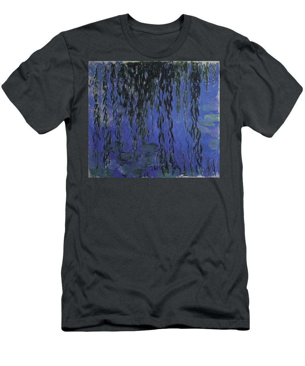 Claude Monet  Meadow In Givernyclaude Monet  Meadow In Givernyclaude Monet  Meadow In Givernyclaude Monet  Meadow In Givernyclaude Monet  Meadow In Givernyclaude Monet  Meadow In Givernyclaude Monet  Meadow In Giverny T-Shirt featuring the painting Claude Monet Water Lilies and Weeping Willow Branches by MotionAge Designs
