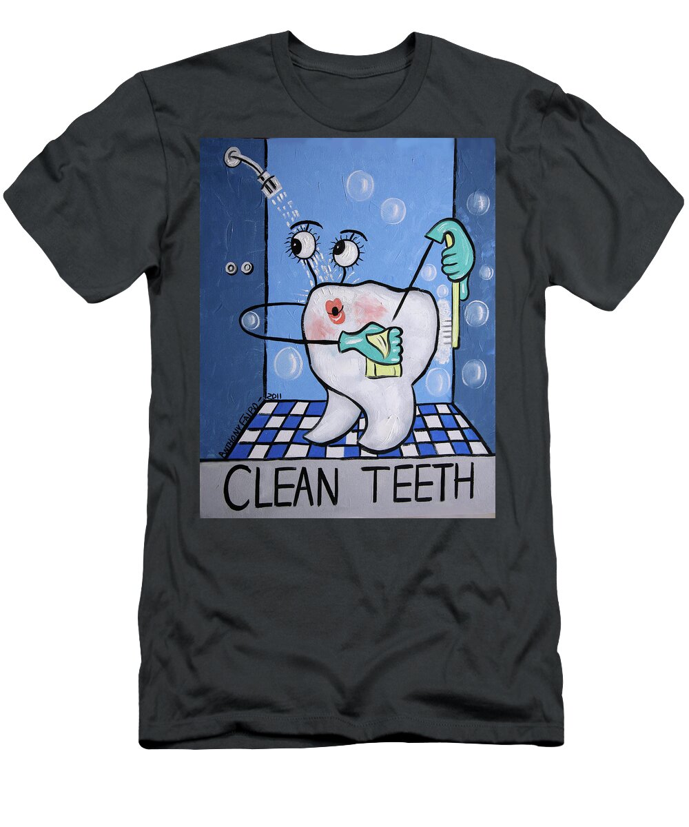Dental Art T-Shirt featuring the painting Clean Teeth by Anthony Falbo