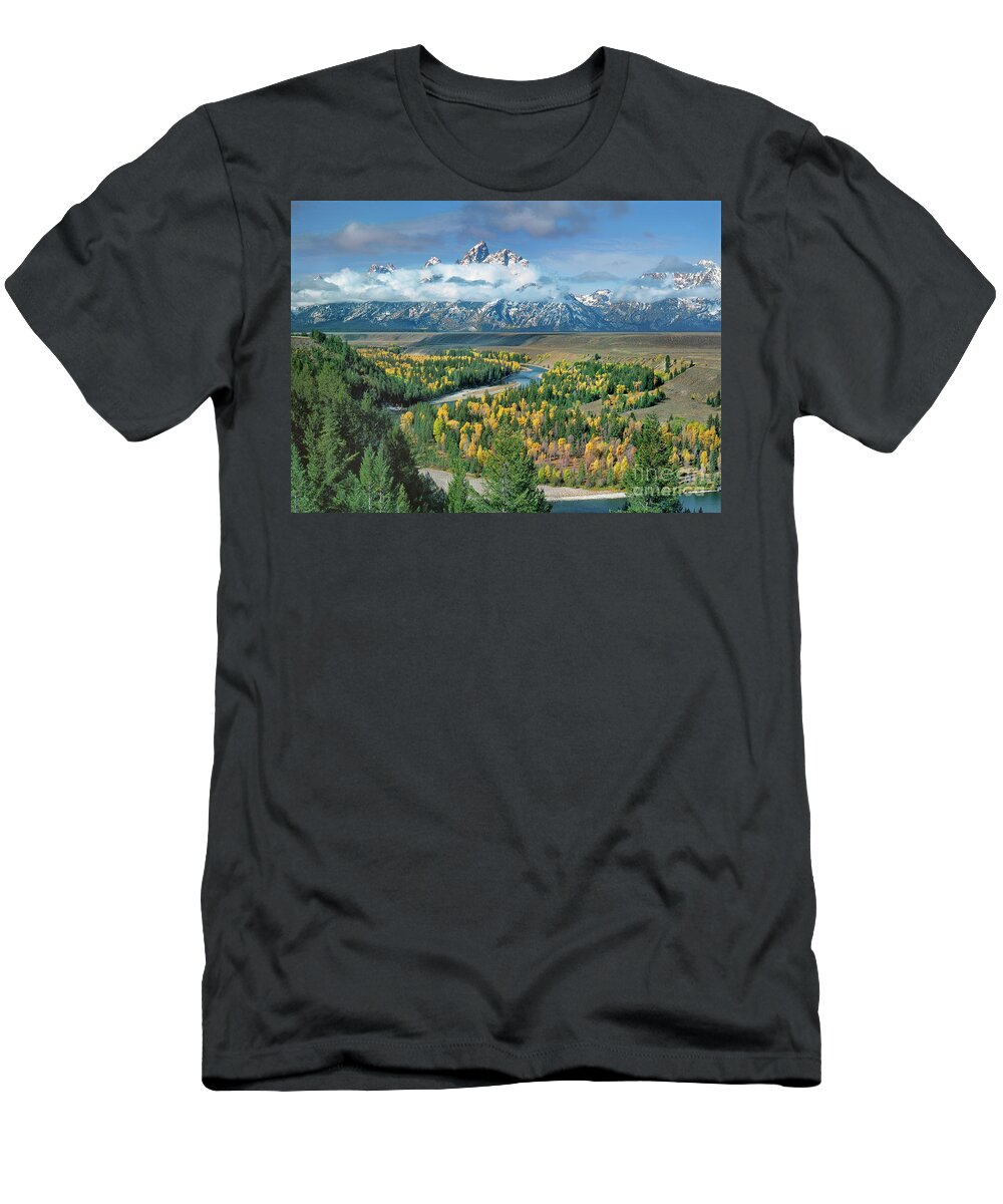 Dave Welling T-Shirt featuring the photograph Clearing Storm Snake River Overlook Grand Tetons Np by Dave Welling