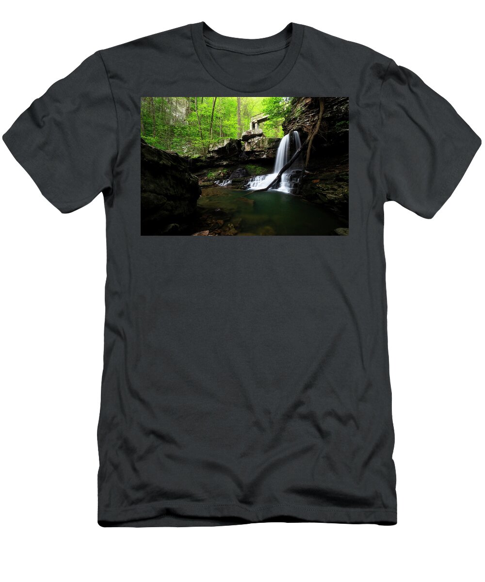 Cloudland Canyon T-Shirt featuring the photograph Cloudland Canyon Bridge by Andy Crawford