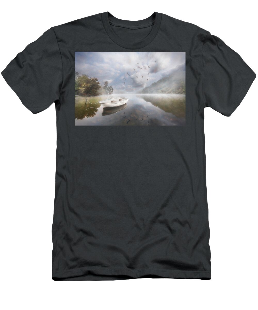 Birds T-Shirt featuring the photograph Clouds in the Lake Painting by Debra and Dave Vanderlaan