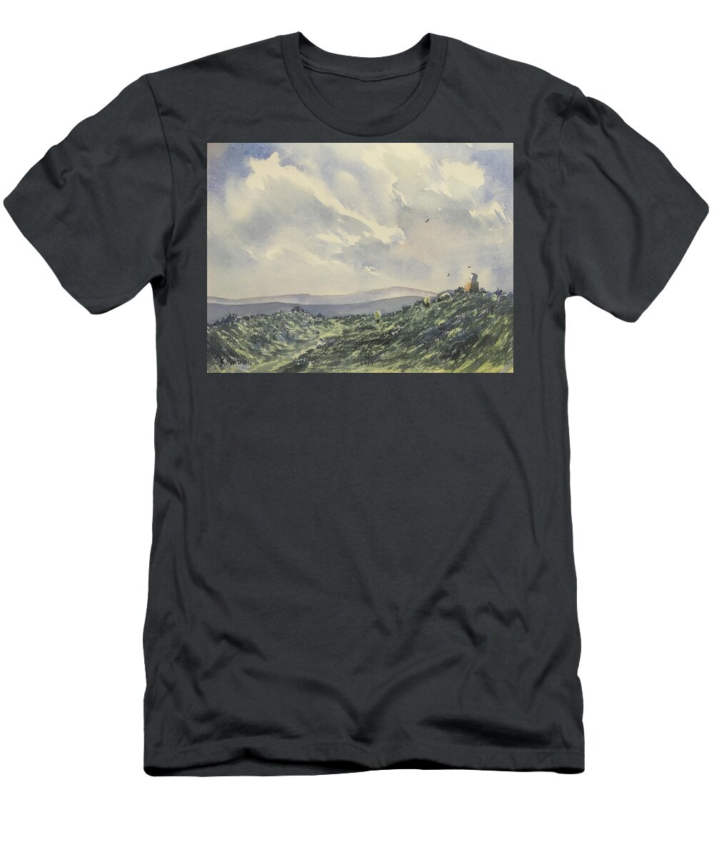 Watercolour T-Shirt featuring the painting Cloudy Skies over Fat Betty by Glenn Marshall