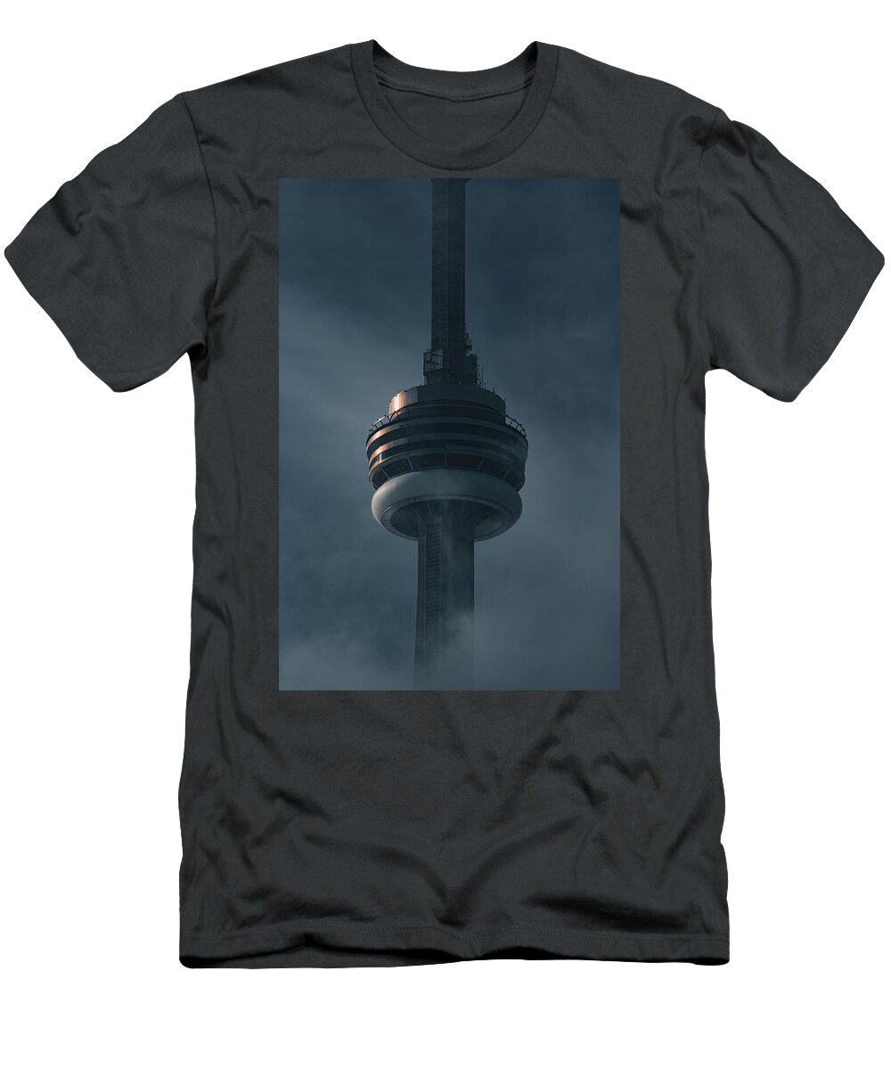 Cn Tower T-Shirt featuring the photograph CN Tower in the Mist by Dee Potter