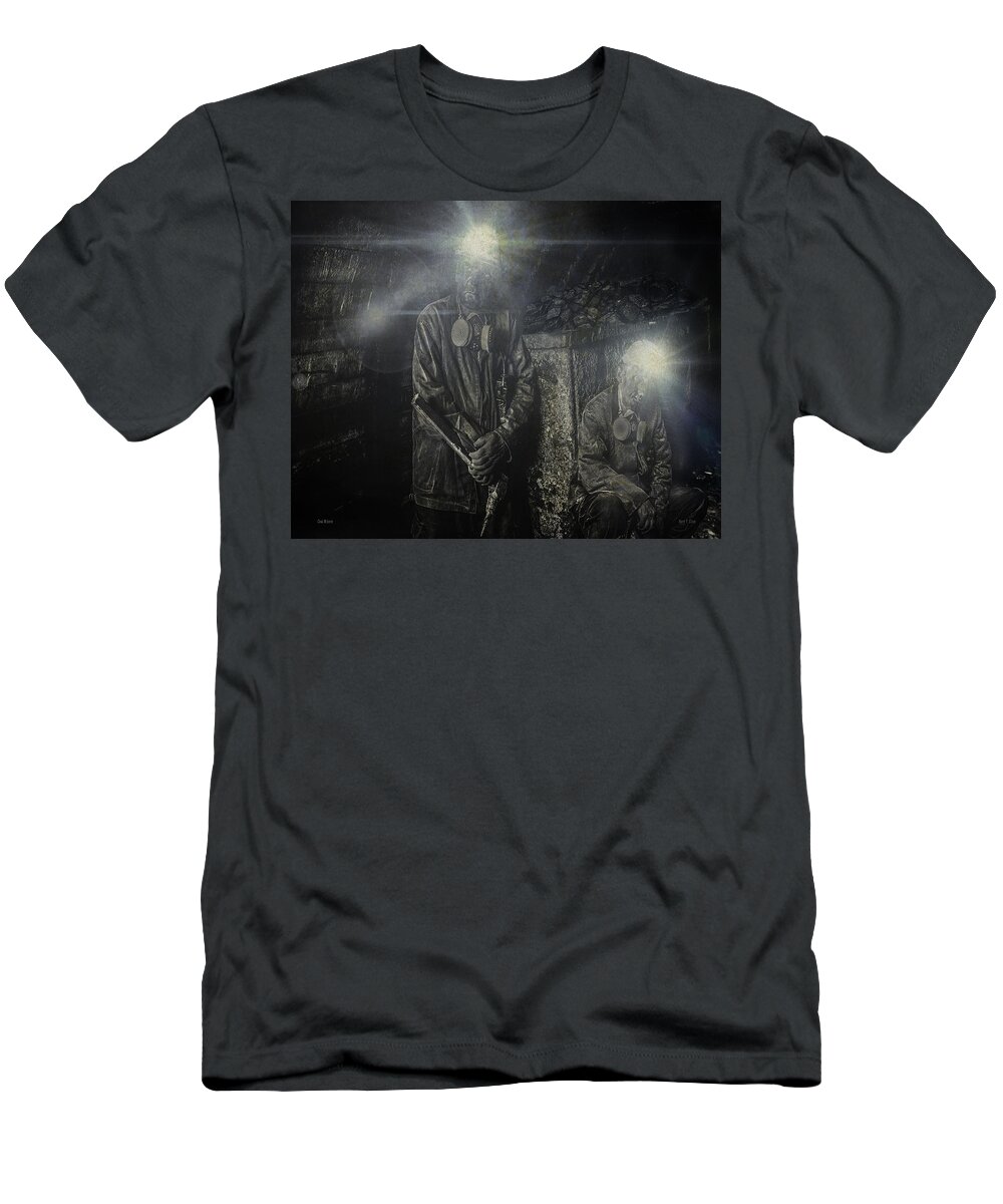 Coal T-Shirt featuring the digital art Coal Miners by Mark Allen