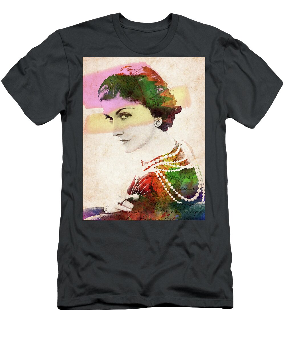 Coco Chanel colorful watercolor T-Shirt by Mihaela Pater - Fine Art America