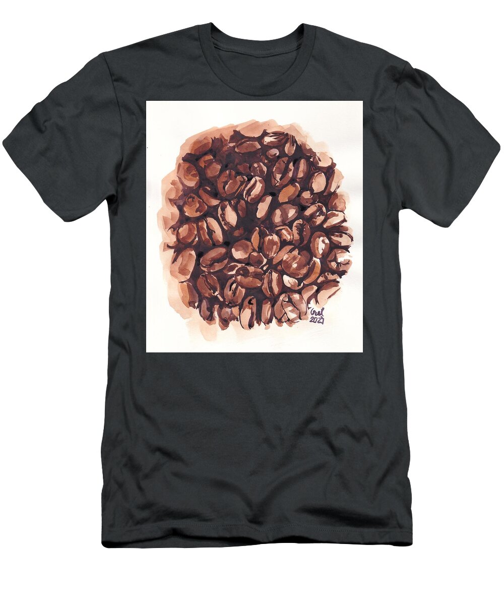 Coffee T-Shirt featuring the painting Cofee Beans by George Cret