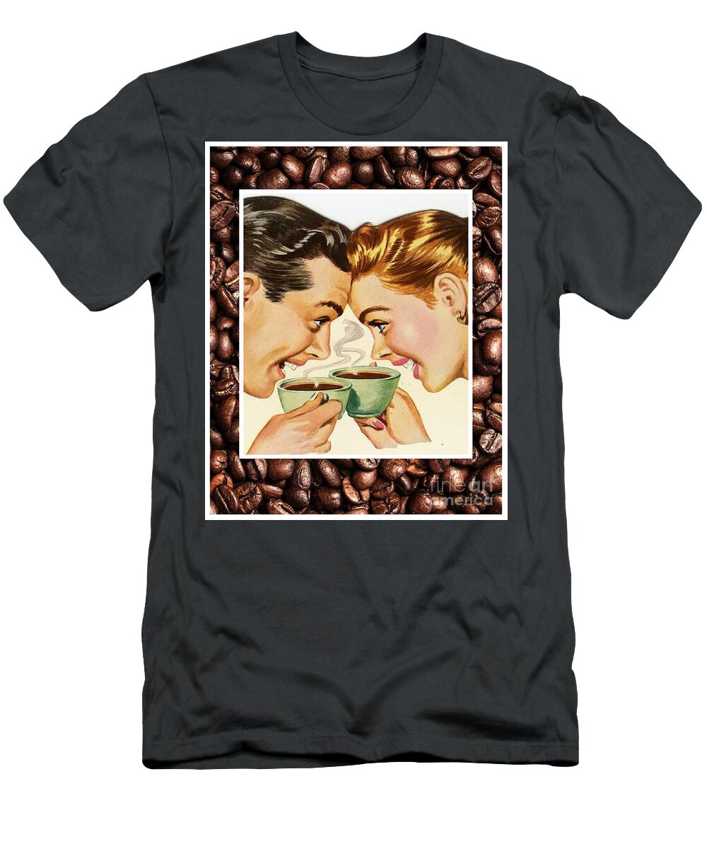 Coffee T-Shirt featuring the mixed media Coffee Talk by Sally Edelstein