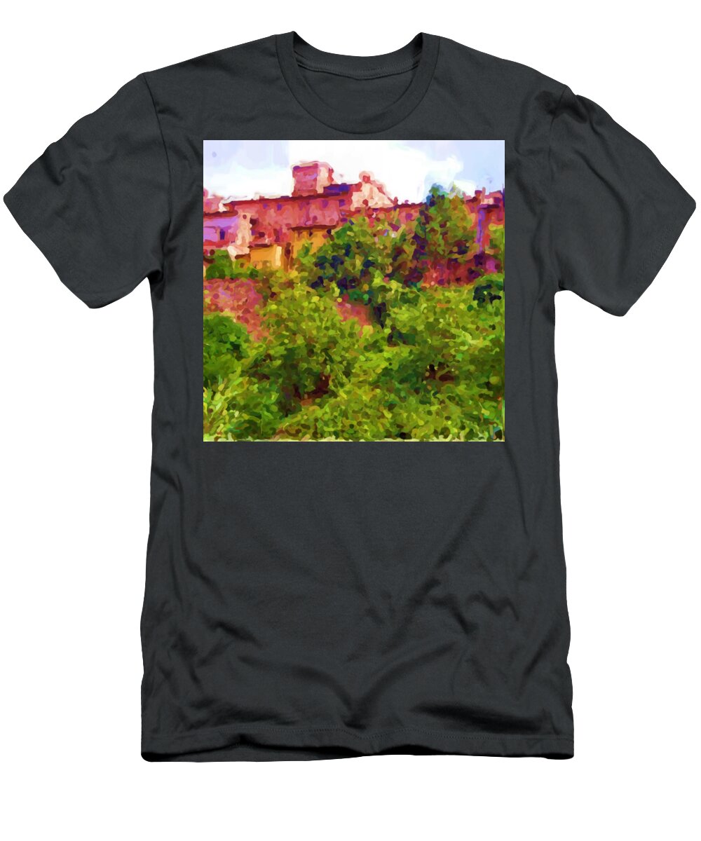 Colle Val Elsa T-Shirt featuring the mixed media Colle Val Elsa by Asbjorn Lonvig