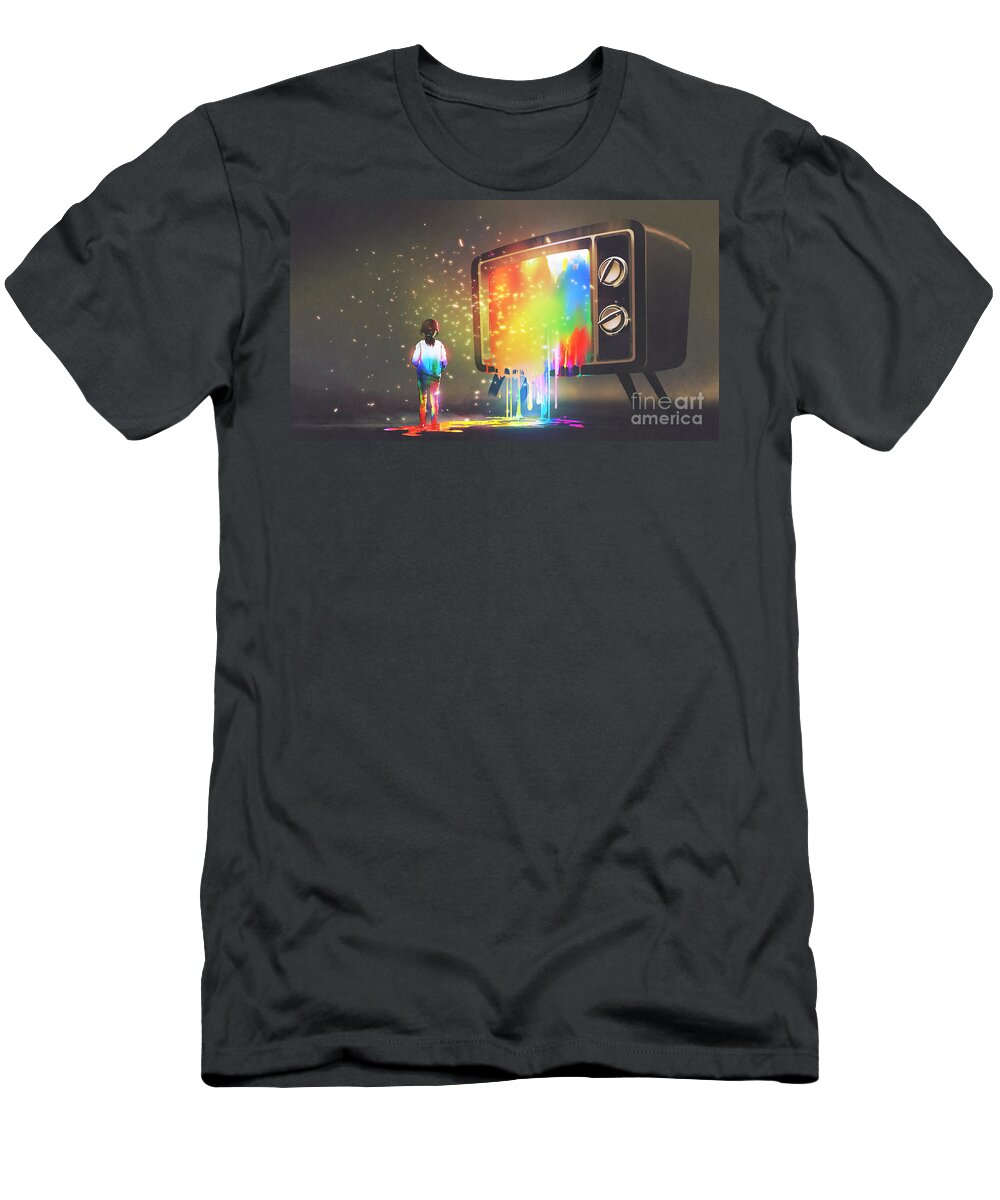 Illustration T-Shirt featuring the painting Colorful Channel by Tithi Luadthong