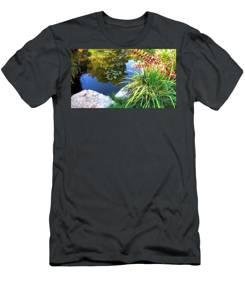 Landscape T-Shirt featuring the photograph Colorful Water Plant Landscape Garden by Patrick Malon