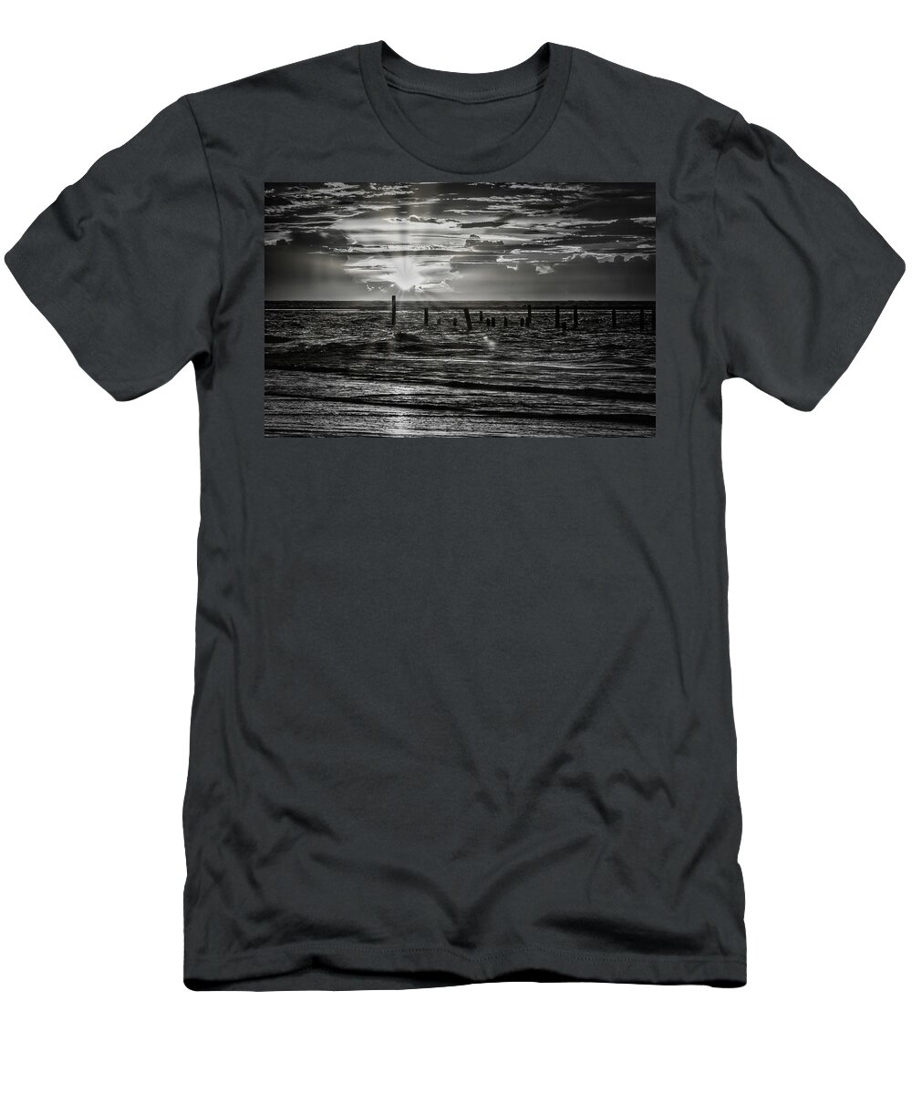 North Carolina T-Shirt featuring the photograph Colorless Sunrise bw by Dan Carmichael