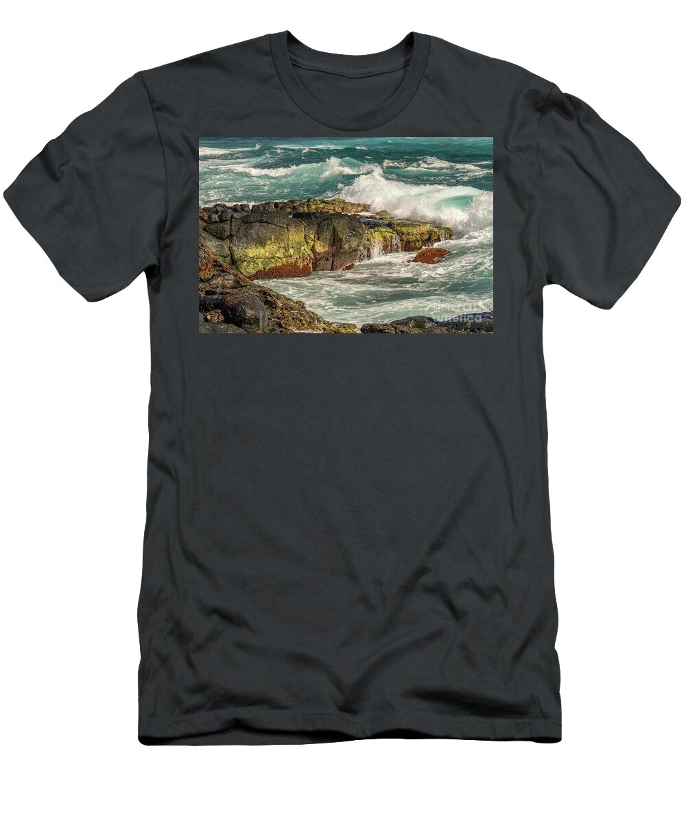 Hawaii T-Shirt featuring the photograph Colors of Kauai's Rocky Shore by Nancy Gleason