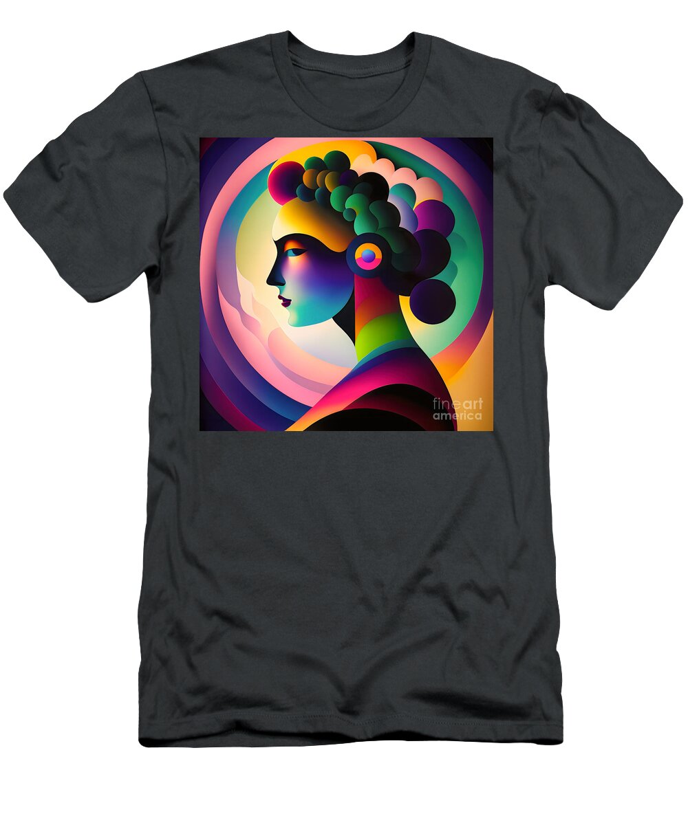 Portrait T-Shirt featuring the digital art Colourful Abstract Portrait - 14 by Philip Preston