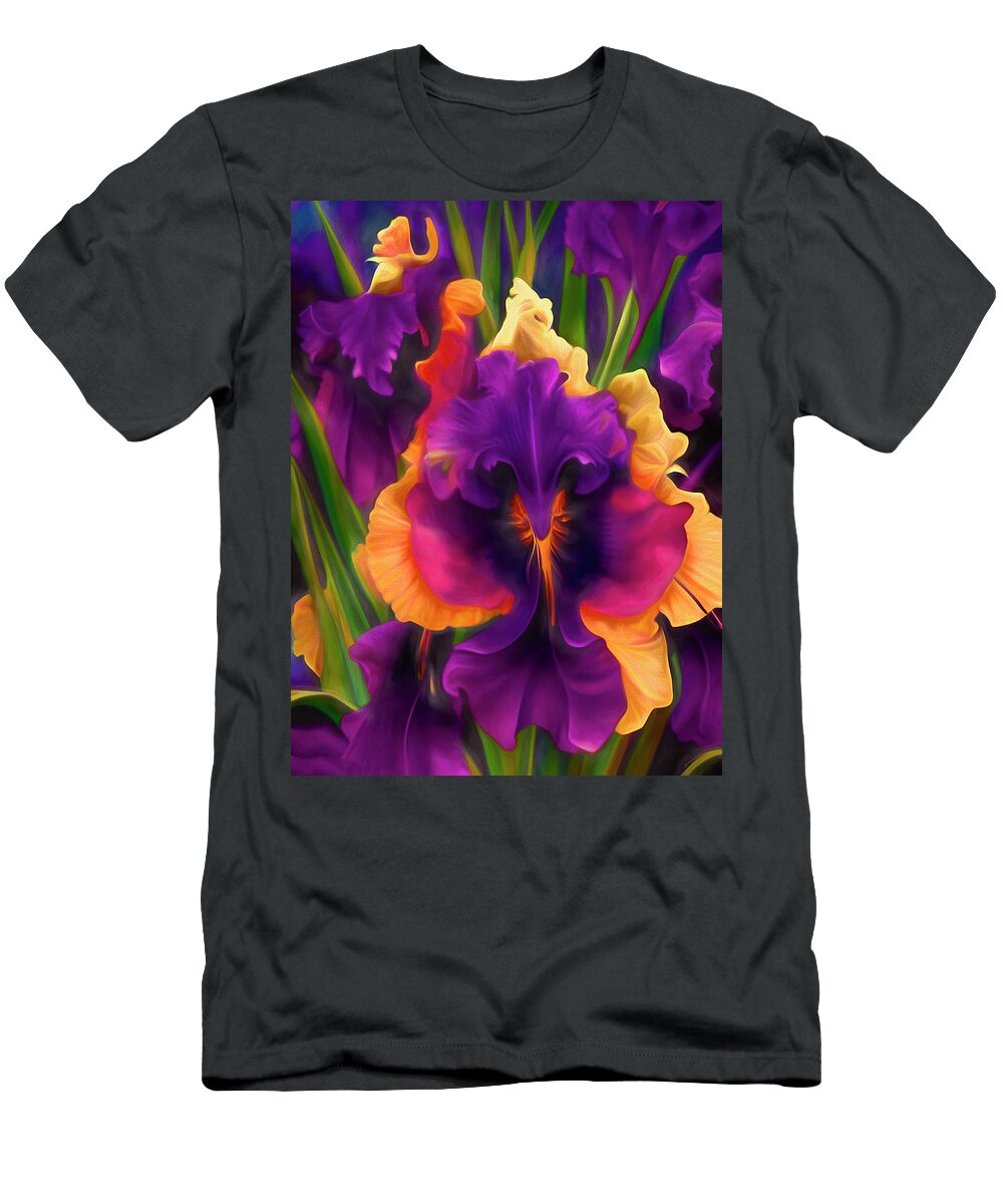 Floral T-Shirt featuring the mixed media Complementary Petals 5 by Lynda Lehmann